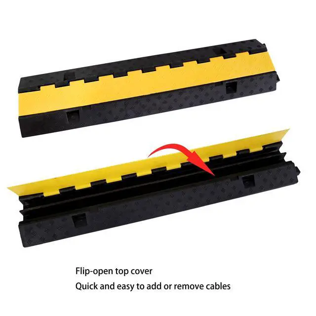 Alt view image 4 of 7 - Rubber Cable Ramp Cord Cover Cable Protector Ramps Wire Hose Protective 22000Lbs Load Capacity Traffic 2 Channel Speed Bump for Asphalt Concrete Gravel Driveway Indoor Outdoor, 3 Packs