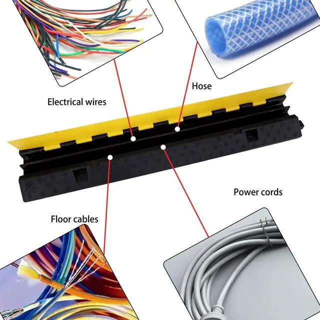 Alt view image 5 of 7 - Rubber Cable Ramp Cord Cover Cable Protector Ramps Wire Hose Protective 22000Lbs Load Capacity Traffic 2 Channel Speed Bump for Asphalt Concrete Gravel Driveway Indoor Outdoor, 3 Packs