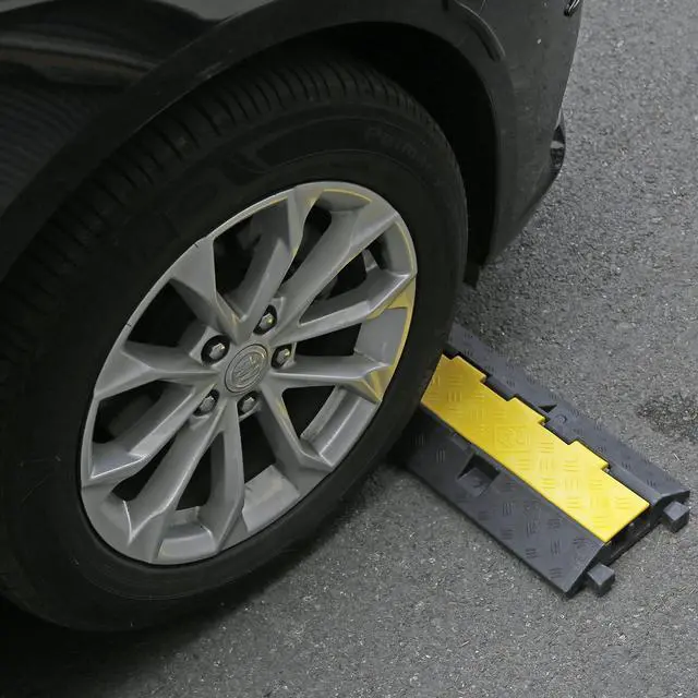 Alt view image 7 of 7 - Rubber Cable Ramp Cord Cover Cable Protector Ramps Wire Hose Protective 22000Lbs Load Capacity Traffic 2 Channel Speed Bump for Asphalt Concrete Gravel Driveway Indoor Outdoor, 3 Packs