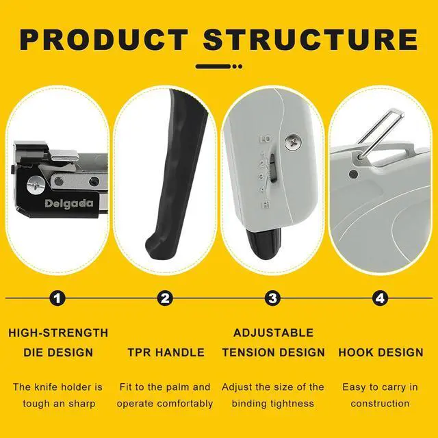 Alt view image 5 of 7 - Stainless Steel Cable Tie Gun Kit with 100PCS Self-Locking Metal Zip Ties Outdoor Heavy Duty Fastening Zip Tie Tightening Tool for Chain Link Fence Pipes