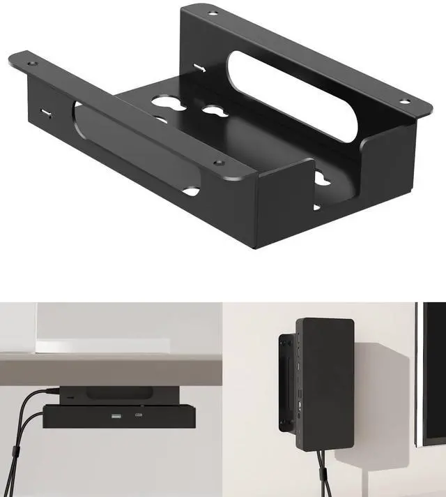 Main image of Metal Mount for Dell Docking Station Under Desk and Wall Mount for Dell UD22 WD19 WD19S WD22TB4 WD19TBS WD25 SD25 Series Dock & Power Adapter Mounting Bracket for Laptop Dock with Cable Ties