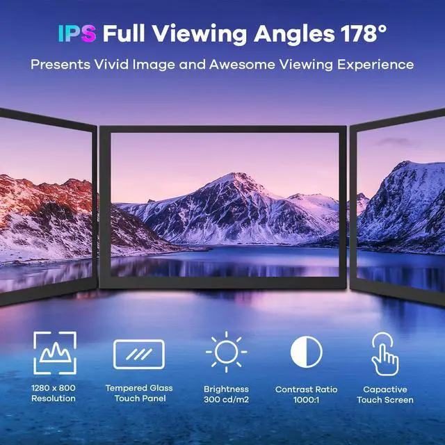 Alt view image 2 of 6 - 10.1" IPS LCD Capacitive Touchscreen Monitor HDMI Display 1280x800 for Raspberry Pi 5/4/3B+ Xbox PS4 Windows 7/8/10