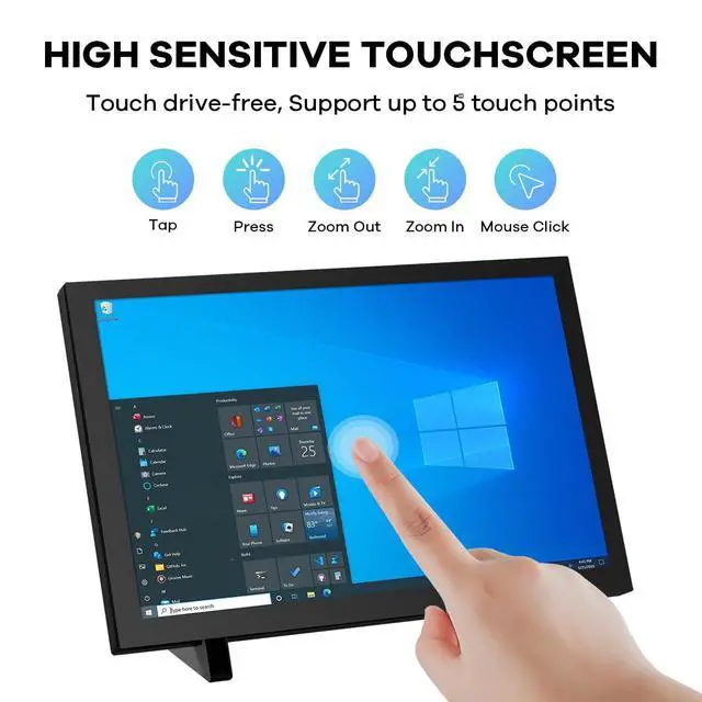 Alt view image 3 of 6 - 10.1" IPS LCD Capacitive Touchscreen Monitor HDMI Display 1280x800 for Raspberry Pi 5/4/3B+ Xbox PS4 Windows 7/8/10
