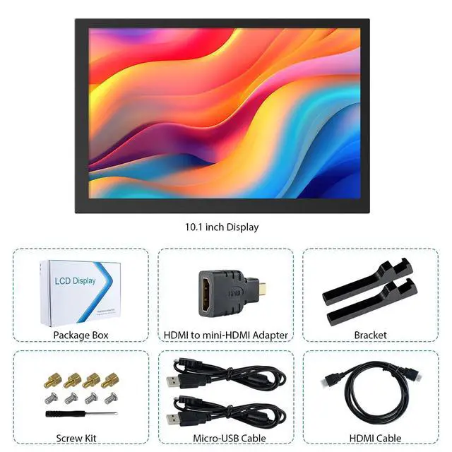 Alt view image 5 of 6 - 10.1" IPS LCD Capacitive Touchscreen Monitor HDMI Display 1280x800 for Raspberry Pi 5/4/3B+ Xbox PS4 Windows 7/8/10