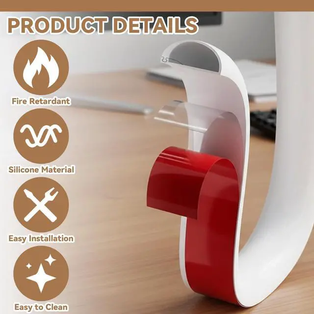 Alt view image 3 of 6 - 2 Pcs Silicone Wall Wire Hider, 10 ft Each, Self-Adhesive Flexible Cord Hider Wall, Side Open Wire Covers Electric Cord Cover for Mounted TV Home Office Management (White, Small-10 ft)