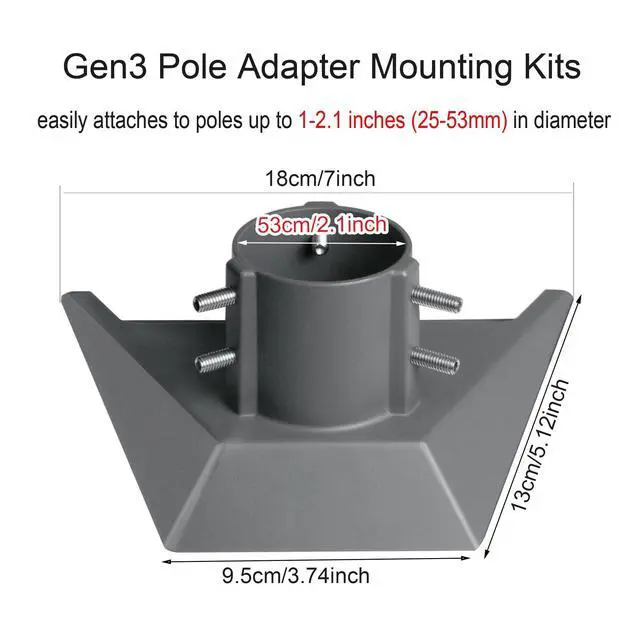 Alt view image 2 of 7 - Pipe Adapter for Starlink Gen 3, Adjustable Standard 4/4X Pole Mount Kit | For 1.25''-2.1'' Pipe,360° Rotation and 20° Tilt,550 lbs Capacity,Weather-Resistant Aluminum Alloy,Stable Installation