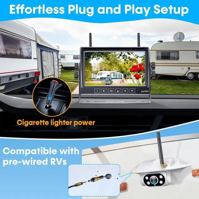 Alt view image 2 of 7 - Wireless RV Backup Camera: 1080P HD Rear View Camera with 7 DVR Split-Screen Monitor,170° Wide-Angle Lens, IR Night Vision, Waterproof IP69, Plug & Play for Furrion Pre-Wired RVs