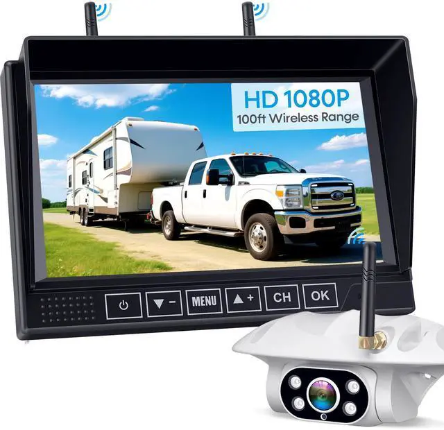 Main image of Wireless RV Backup Camera: 1080P HD Rear View Camera with 7 DVR Split-Screen Monitor,170° Wide-Angle Lens, IR Night Vision, Waterproof IP69, Plug & Play for Furrion Pre-Wired RVs