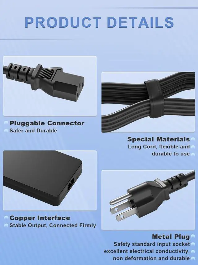 Alt view image 5 of 7 - 240W Charger Compatible with Dell G15 G16 G7 G5 G3 Series 5500 5550 5535 5587 7500 5510 5511 5515 5521 5520 5530 5590 5505 3779 Laptop Suitable for Travel and Office use
