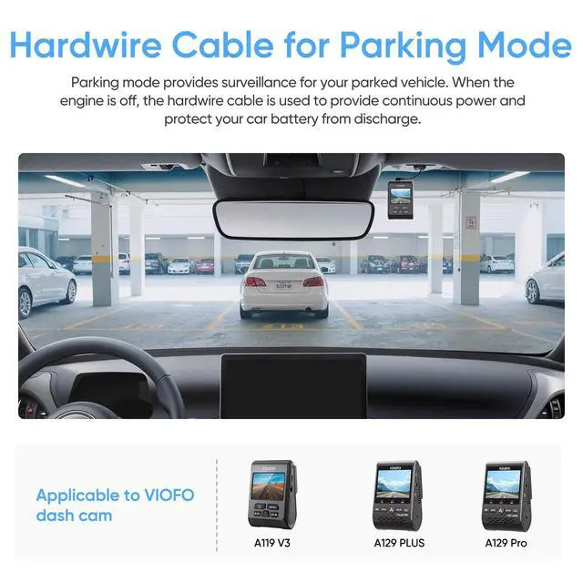 Alt view image 2 of 7 - HK3 Acc Hardwire Cable for A119 V3/A129 Plus Duo/A129 Pro Duo Dashcam | Enables 24H Parking Mode, Low Voltage Protection, Mini USB PortFuse Tap Not Included