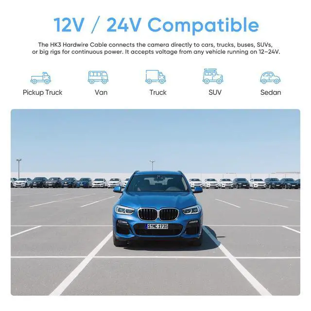 Alt view image 6 of 7 - HK3 Acc Hardwire Cable for A119 V3/A129 Plus Duo/A129 Pro Duo Dashcam | Enables 24H Parking Mode, Low Voltage Protection, Mini USB PortFuse Tap Not Included
