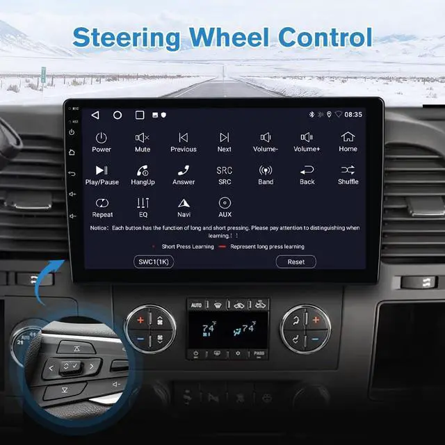 Alt view image 7 of 7 - Android Car Radio for Chevy Silverado 1500 GMC Sierra 2007-2013 | Chevy Tahoe, GMC Acadia, 2007-2013Touch Screen, CarPlay Android Auto, WiFi, GPS, Bluetooth FM AM SWC