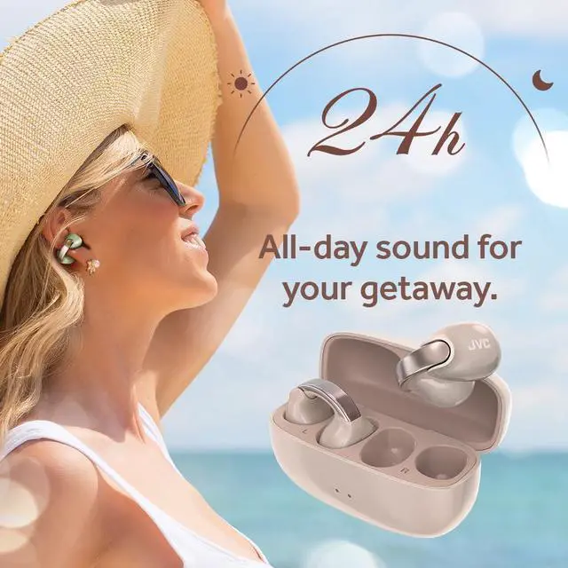 Alt view image 5 of 7 - Nearphones Pearl Edition - Earcuff True Wireless Earbuds with Shiny Arch, Comfortable fit, Multipoint Connection, Bluetooth 5.3, 24H Battery Life - HANP1T-PN (Sand Peach)