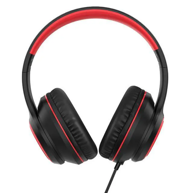 Alt view image 2 of 7 - R10 Over-Ear Headphones with Microphone, Lightweight Folding Stereo Bass Headset with 1.5M No-Tangle Cord, Portable Wired Headphones for Smartphone Tablet Computer MP3 / 4 (Black)