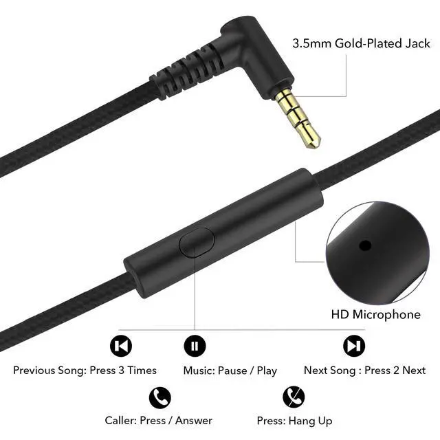 Alt view image 5 of 7 - R10 Over-Ear Headphones with Microphone, Lightweight Folding Stereo Bass Headset with 1.5M No-Tangle Cord, Portable Wired Headphones for Smartphone Tablet Computer MP3 / 4 (Black)