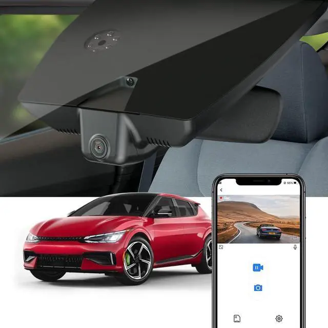 Main image of 4K Dash Cam Compatible with Kia EV6 2022-2025 GT GT-Line Light Long Range Wind, OEM Factory Look, UHD 2160P Video, Loop Recording, Built-in WiFi & APP, G-Sensor, Easy to Install, 64GB Card