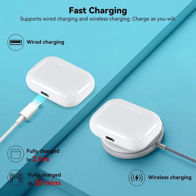 Alt view image 3 of 7 - Wireless Charging Case Replacement Compatible with AirPod Pro 2nd & 1st Generation, Air Pod Pro 2 1 Charger Case with Bluetooth Pairing Sync Button,White