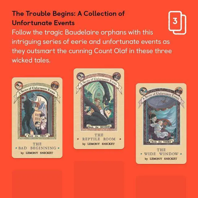 Alt view image 2 of 7 - The Trouble Begins: A Collection of Unfortunate Events by Lemony Snicket 3 Kids Audio Cards for Use with Player & Mini All-in-1 Audio Device, Screen-Free Listening & Fun Stories, Ages 6+