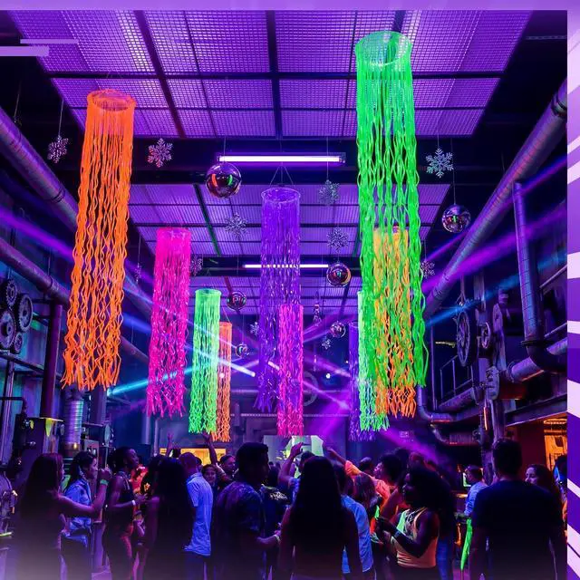 Alt view image 4 of 6 - 4 Pack Glow in The Dark Party Supplies Neon Party Hanging Decor,4 Color