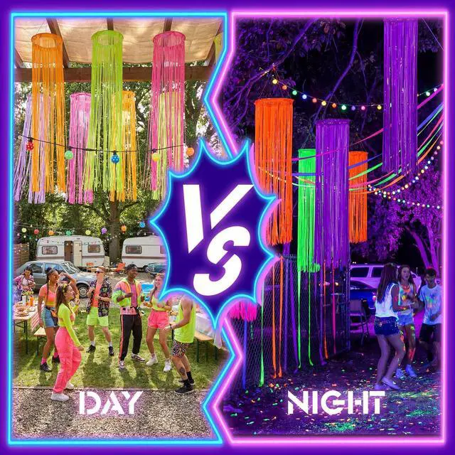 Alt view image 6 of 6 - 4 Pack Glow in The Dark Party Supplies Neon Party Hanging Decor,4 Color
