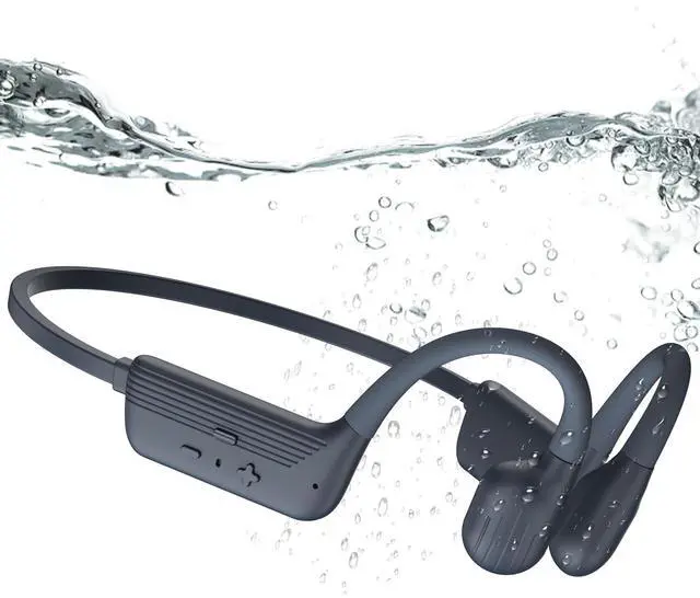 Main image of Swimming Headphones, IP68 Waterproof Bone Conduction Headphones, Bluetooth 6.0 &MP3 with32GB Memory Card, Skin Open Ear Swim Earbuds with Adjustable Headband for Swim Cap/Hat, Magnetic Charging(Grey)