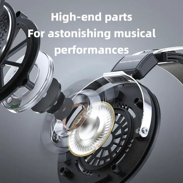 Alt view image 5 of 7 - JadeAudio JT1 Professional Studio Headphones for Recording Gaming Headset with Microphone, 50mm Diaphragms, Hi-Res Music Studio Headset