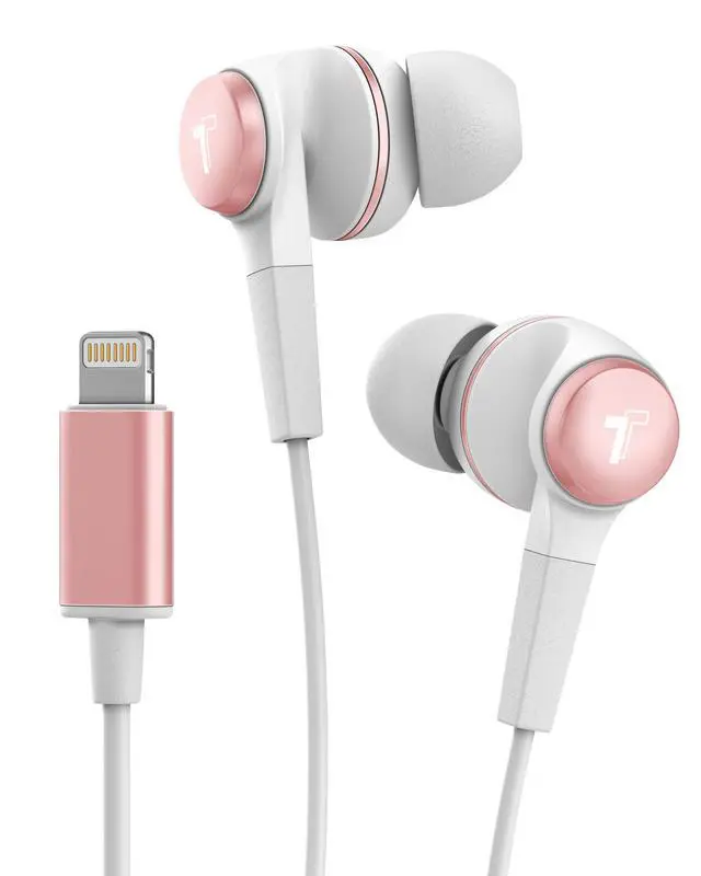 Main image of iPhone Earphones (Apple MFi Certified) V120 in Ear Wired Lightning Earbuds (Sweat/Water Resistant) Headphones with Mic/Volume Remote for iPhone 12/13/14 Pro Max - Rose Gold