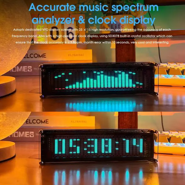 Alt view image 2 of 7 - Nobsound AK2515 Pro Audio Spectrum Analyzer with VFD Display, MIC Input & Advanced AGC - Precise Sound Level Meter for Musicians and Audio Enthusiasts