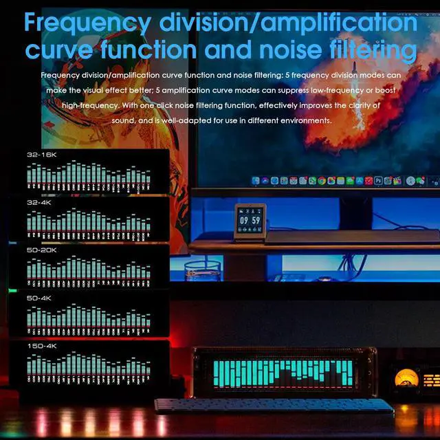 Alt view image 6 of 7 - Nobsound AK2515 Pro Audio Spectrum Analyzer with VFD Display, MIC Input & Advanced AGC - Precise Sound Level Meter for Musicians and Audio Enthusiasts