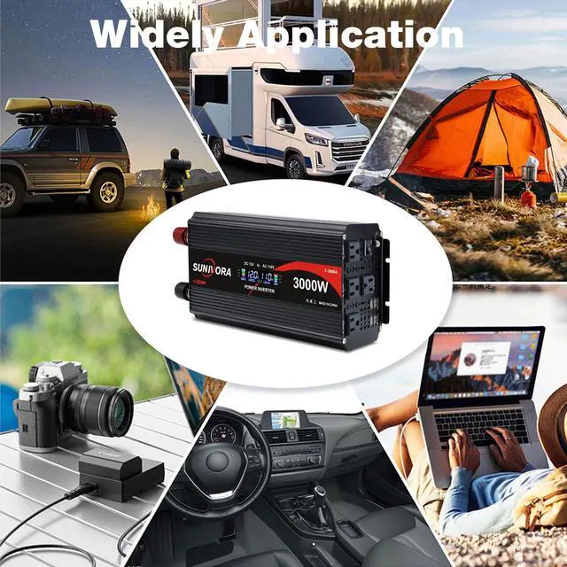 Alt view image 7 of 7 - 3000 Watt Power Inverter 12V to 110V/120V DC to AC Converter 6000W Peak, with Remote Control & LCD, 4 AC Outlets & 4 USB Ports Power Inverters for Vehicles Car Truck Boat RV Camping Solar System EPS