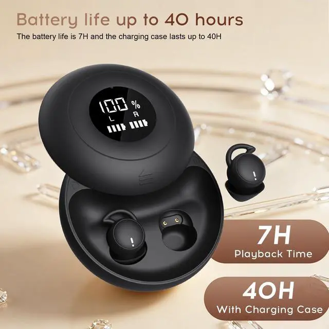 Alt view image 4 of 7 - Sleep Earbuds Bluetooth with Noise Blocking for Side Sleepers | Wireless Sleeping Headphones,with LED Display,Invisible Sleep Earbuds,Black