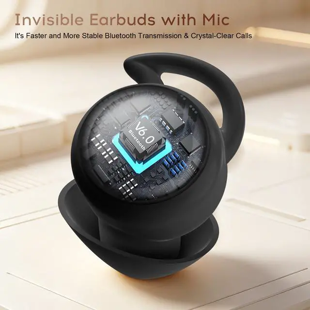Alt view image 5 of 7 - Sleep Earbuds Bluetooth with Noise Blocking for Side Sleepers | Wireless Sleeping Headphones,with LED Display,Invisible Sleep Earbuds,Black