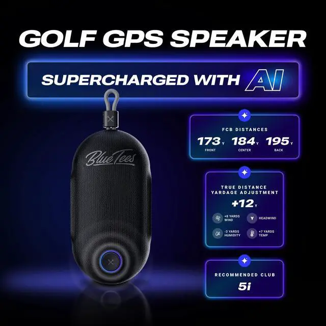 Alt view image 2 of 7 - Player Go - Golf GPS Speaker, Powered By AI, Compact GPS Speaker, Auto Course Recognition, Bluetooth Audio, 40,000+ Courses, IPX7 Waterproof, 16+ hr Battery, Built-in Magnetic Strip