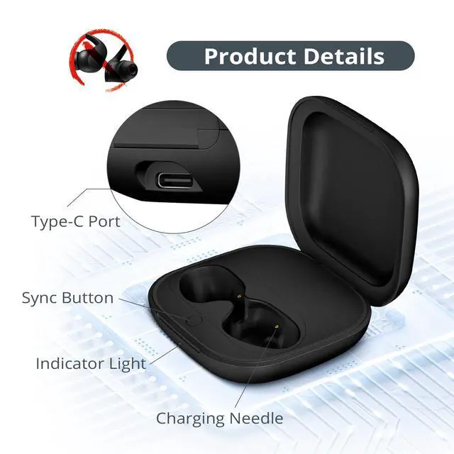 Alt view image 2 of 7 - Charging Case Replacement Compatible for Beats Fit Pro, Portable Charger Case Support to Wireless Pairing, with Sync Button, 700mAh Built-in Battery, Charge Earbuds 3 Times, Black