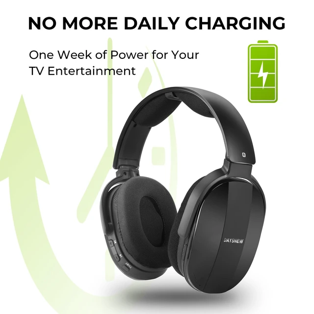 Alt view image 5 of 7 - Wireless Headphones for TV with 2.4GHz RF Transmitter Charging Holder, Personal Volume, Plug and Play, 100FT, Bluetooth TV Headphones Wireless for Seniors, No Delay, Support OPT/RCA/AUX, Black, DB100