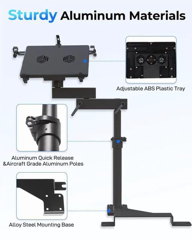 Alt view image 5 of 7 - Truck Laptop Mount Fit for Ford F150, F350, F250, F550, No-Drilling Vehicle Computer Holder for Laptop, Mobile Workstation for Fleet, Service & Field Work