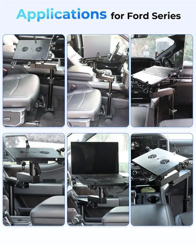 Alt view image 6 of 7 - Truck Laptop Mount Fit for Ford F150, F350, F250, F550, No-Drilling Vehicle Computer Holder for Laptop, Mobile Workstation for Fleet, Service & Field Work
