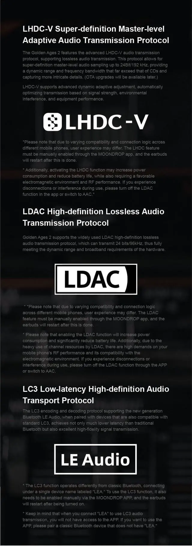 Alt view image 4 of 7 - Golden Ages 2 MD-TWS-039 TWS Earphone ANC Bluetooth 6.0 LDAC VDSF Adjustable Output Gain Gaming Headphones