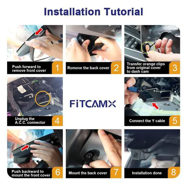 Alt view image 5 of 6 - 4K Dash Cam Suitable for Toyota Camry 2025-2026 LE SE XLE XSE Nightshade (HD2-06090), OEM Factory Look, UHD 2160P Video, Built-in WiFi & APP, Loop Recording, G-Sensor, Plug & Play, 64GB Card