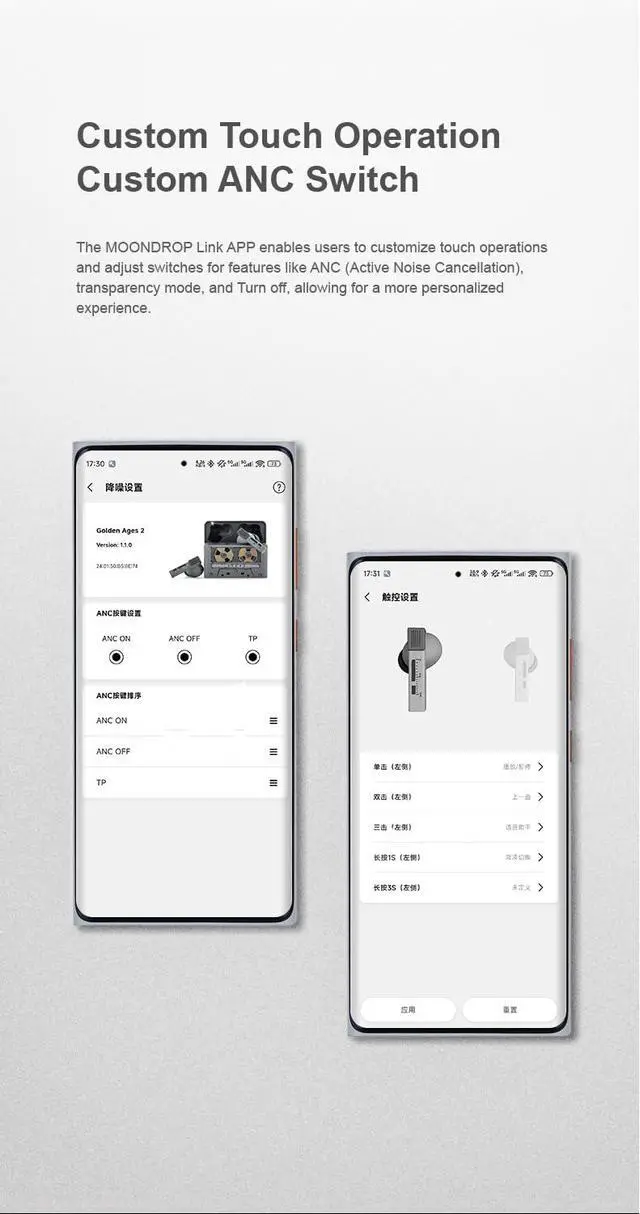 Alt view image 6 of 7 - Golden Ages 2 MD-TWS-039 TWS Earphone ANC Bluetooth 6.0 LDAC VDSF Adjustable Output Gain Gaming Headphones
