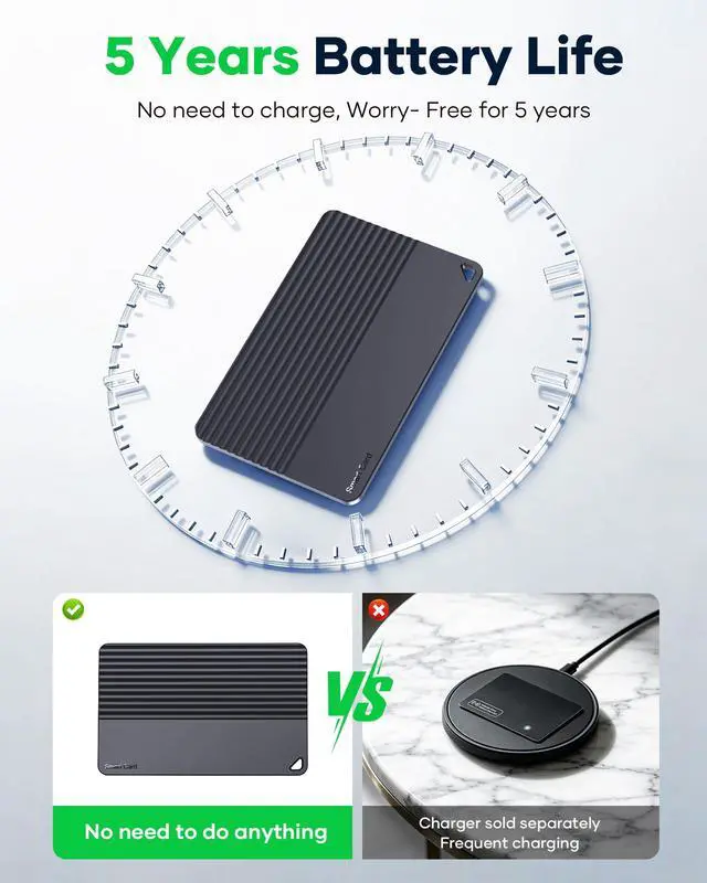 Alt view image 4 of 7 - Wallet Tracker Card for Apple Find My, 5-Year Battery Bluetooth Item Finder for iPhone, Slim Smart Tracking Card for Wallet, Luggage, Passport, Purse, Backpack, iOS Only