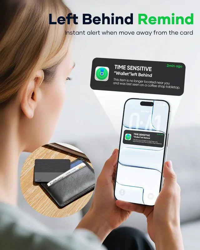 Alt view image 5 of 7 - Wallet Tracker Card for Apple Find My, 5-Year Battery Bluetooth Item Finder for iPhone, Slim Smart Tracking Card for Wallet, Luggage, Passport, Purse, Backpack, iOS Only