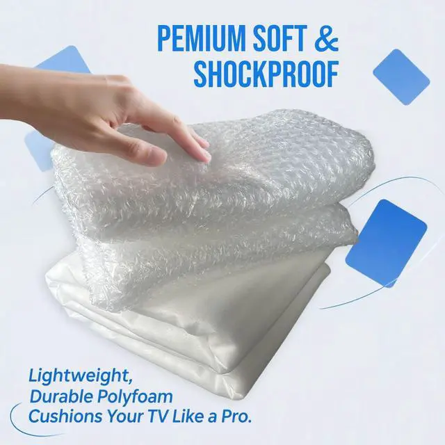 Alt view image 5 of 7 - Foam Flat Screen TV Cover and Bubble TV Protective Cover, Fits Up to 65" TV | 65"W X 37"H, 1×Foam and 1×Bubble, Flat Screen TV Protection Bubble Wrap for TV Moving, Storing, Packing or Home Renovation