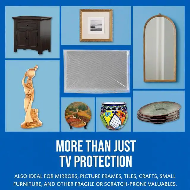 Alt view image 7 of 7 - Foam Flat Screen TV Cover and Bubble TV Protective Cover, Fits Up to 65" TV | 65"W X 37"H, 1×Foam and 1×Bubble, Flat Screen TV Protection Bubble Wrap for TV Moving, Storing, Packing or Home Renovation