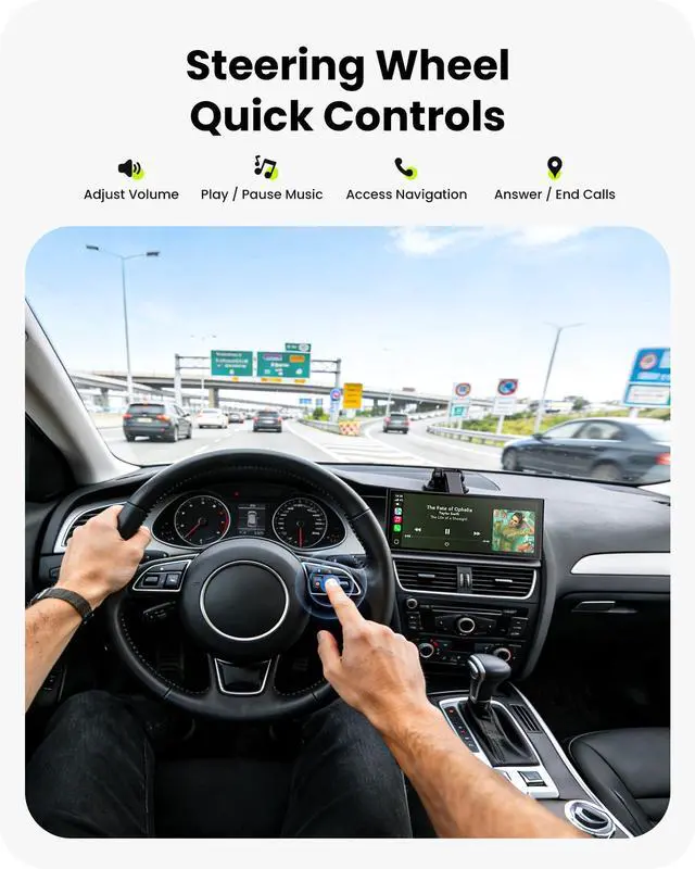 Alt view image 7 of 7 - 9.26" Wireless Car Play Screen for Apple CarPlay & Android Auto, Portable Car Tablet with Backup Camera, Mirror Link, OTA Updates, Bluetooth 5.2, GPS Navigation, Plug & Play