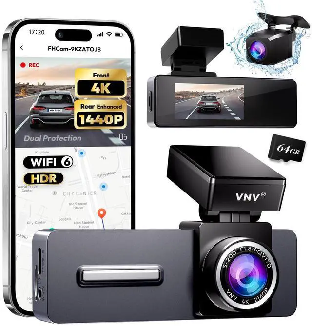 Main image of 4K+2.5K Dash Cam Front and Rear, GalaxyCore Sensor, Free 64GB Card Included, Built-in WiFi App Control, Dash Camera for Cars with WDR Night Vision,170°Wide Angle, 24H Parking Mode, 2" IPS, S-V200