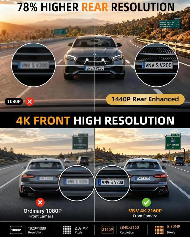 Alt view image 2 of 7 - 4K+2.5K Dash Cam Front and Rear, GalaxyCore Sensor, Free 64GB Card Included, Built-in WiFi App Control, Dash Camera for Cars with WDR Night Vision,170°Wide Angle, 24H Parking Mode, 2" IPS, S-V200