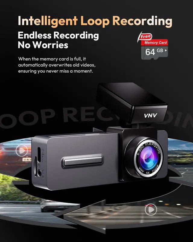 Alt view image 7 of 7 - 4K+2.5K Dash Cam Front and Rear, GalaxyCore Sensor, Free 64GB Card Included, Built-in WiFi App Control, Dash Camera for Cars with WDR Night Vision,170°Wide Angle, 24H Parking Mode, 2" IPS, S-V200