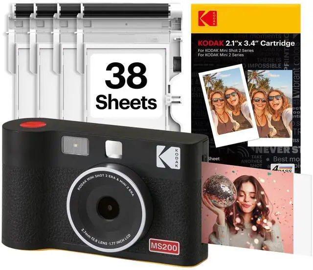 Main image of Mini Shot 2 ERA 2x3 Instant Camera, Photo Printer, 38 Sheet, Black | Bluetooth, iPhone & Android Smartphone Compatible, 13MP Camera, Retake Before Printing, Water, Fingerprint & Fade Resistant
