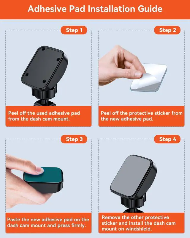 Alt view image 2 of 6 - Double-Sided Adhesive Pads for Dash Cam | Residue-Free Electrostatic Stickers, Drop-Resistant Adhesion Promoter, Customizable for Windshield Mounting